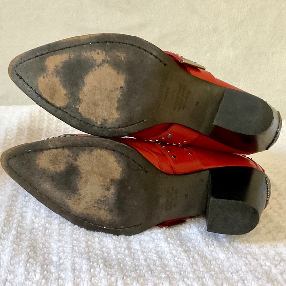 Zadig & Voltaire Cara Studded Ankle Boots Red Western Rockabilly  sz  38EU/7US - Picture 7 of 16